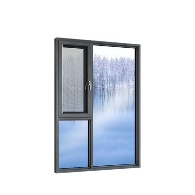 Gray Tempered Clear Glass Aluminum Folding Powder Coated Casement Window Customized Screen Windproof With Burglar Mesh Swing Window