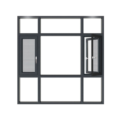 French Simple Folding Screen Design Double Hung Black Aluminum Frame Casement Windows For Home With Security Grille